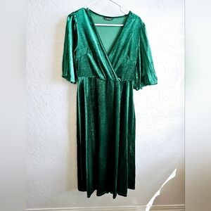 Emerald green crushed velvet maxi